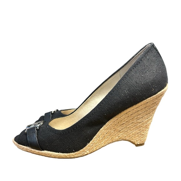 Michael Kors Black Meg Espadrille Wedge 10 - Picture 3 of 5